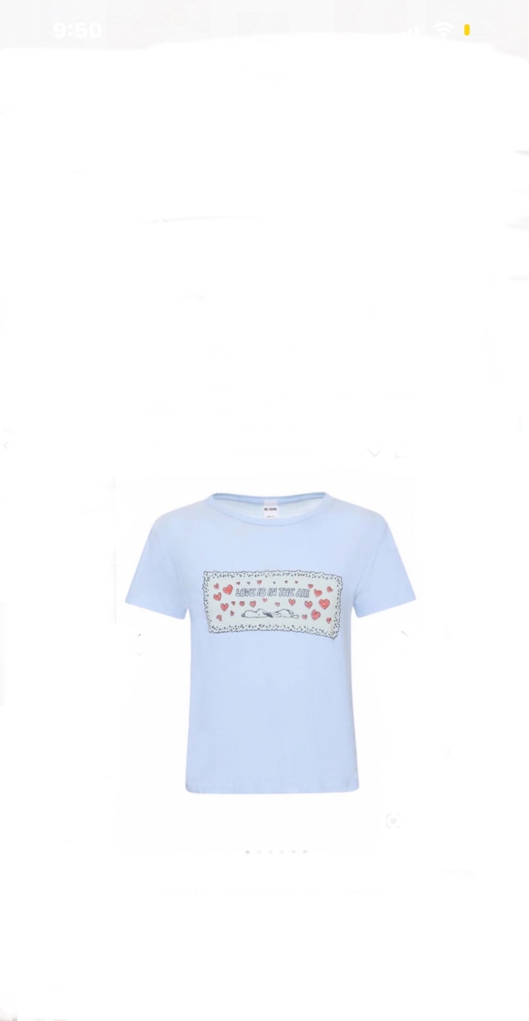 RE|DONE Classic Snoopy Love Cotton T-Shirt
