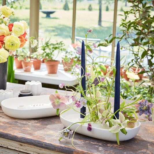 The Ceramic Flower Frog Bown & Taper HOLDER
