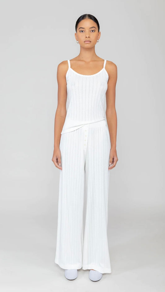 LESET Pointelle Boxer Pant in WHITE
