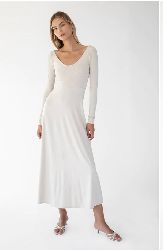 TROIS THE LABEL Betty Dress in BONE
