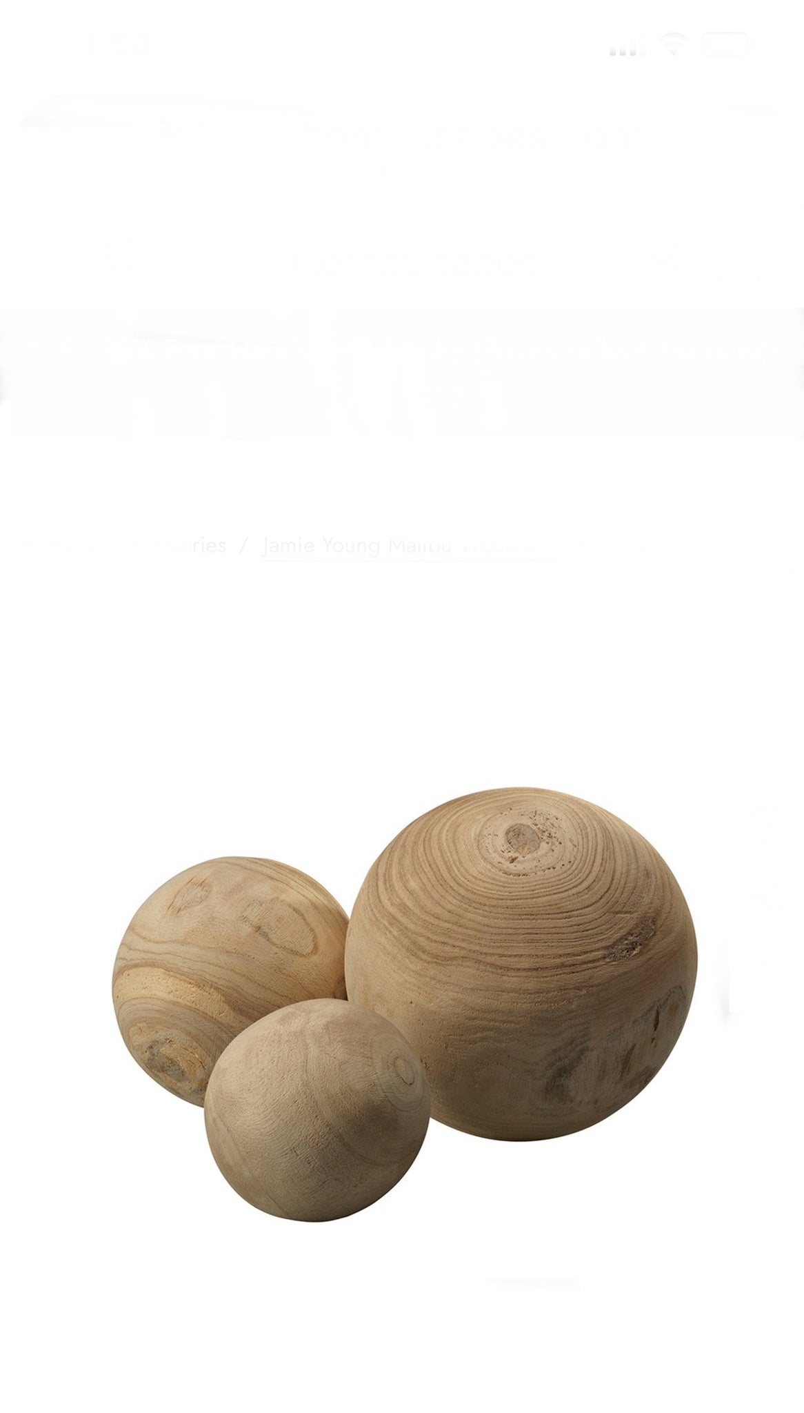 JAMIE YOUNG Malibu Wood Balls in Natural Wood, Set of 3
