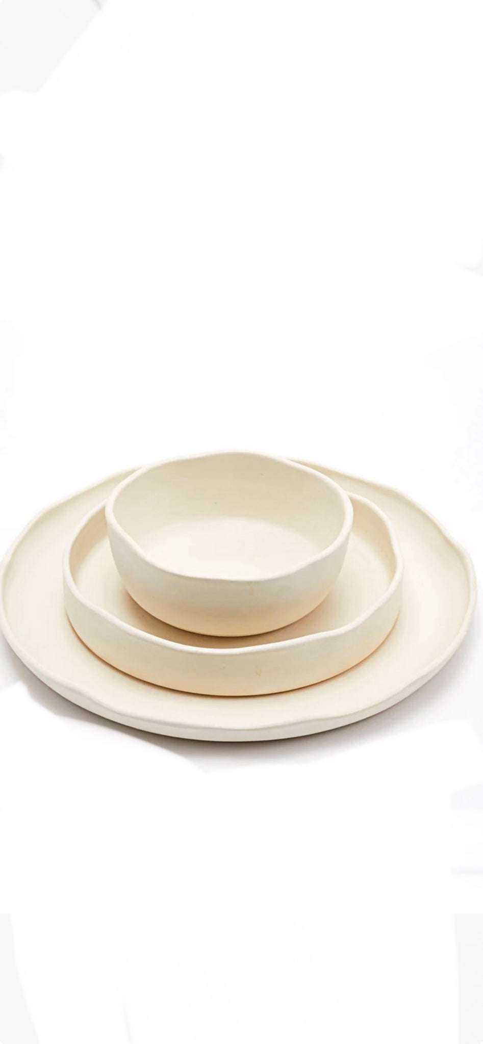 Handmade Organic 3- Piece Place Setting in BLANC