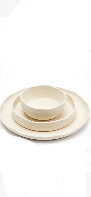 Handmade Organic 3- Piece Place Setting in BLANC