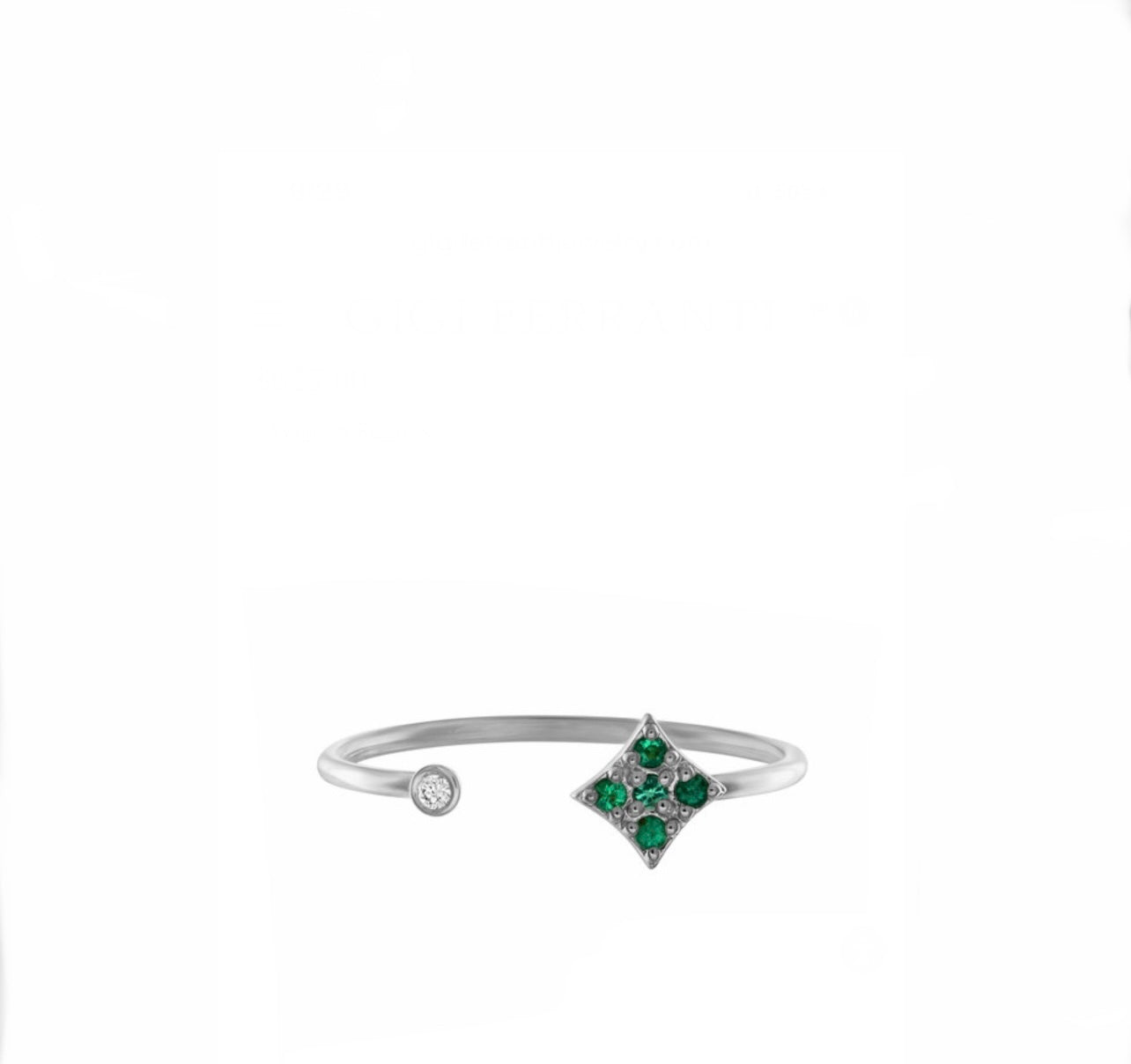 Essentials Open Ring with Emeralds in White Gold