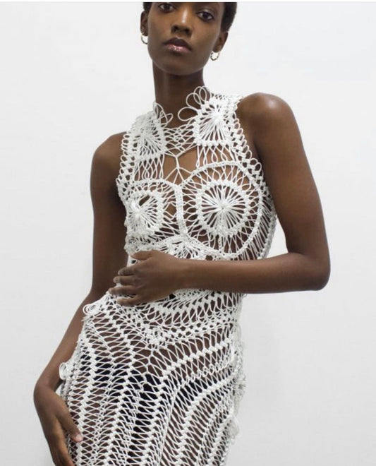 Crochet Maxi Dress in WHITE -or- BLACK