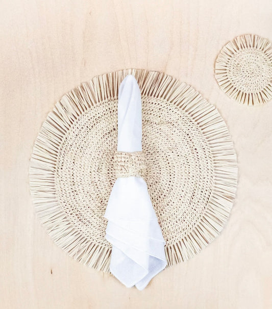 Fringe Raffia Set of 2 Placemats