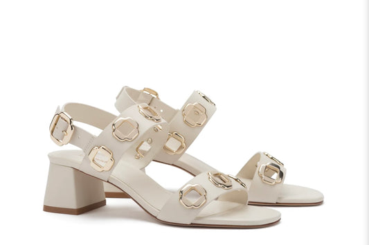 Milan Sandal in Ivory Leather