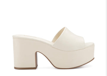 Miso Platform Sandal in Ivory Leather
