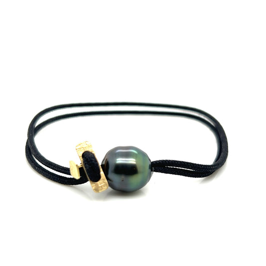Tahitian Pearl & 14k Gold Cord Bracelet
