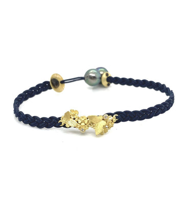 Gold, Tahitian Pearl & Braided Cord Bracelet