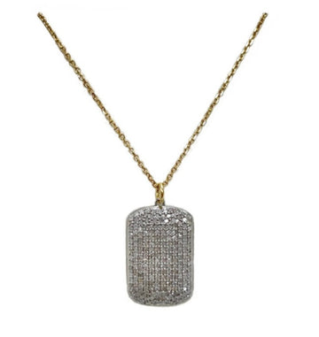 Diamond Dog Tag Pendant Necklace.