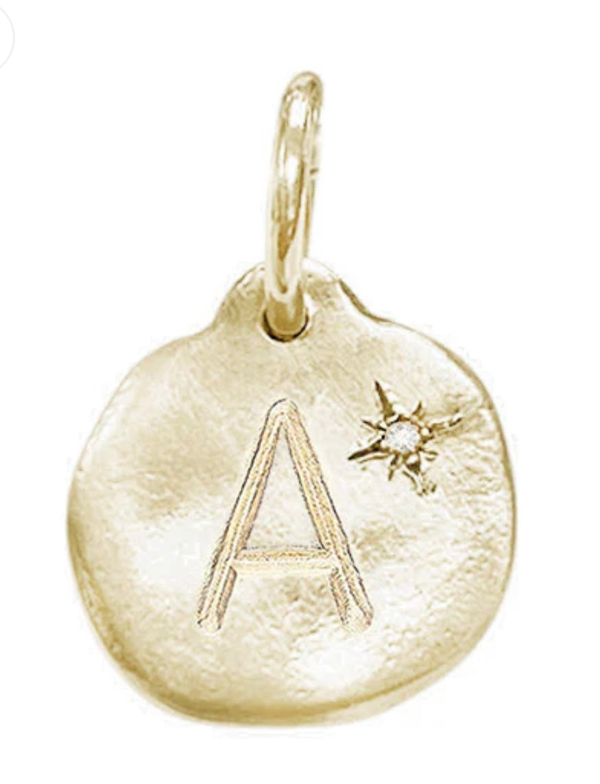 Initial Charm with Diamond Accent-GOLD