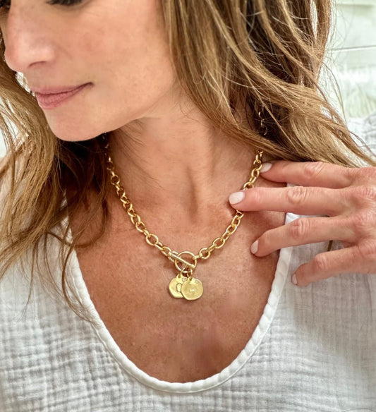Initial Charm with Diamond Accent-GOLD