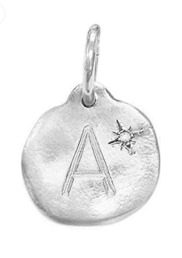 Initial Charm with Diamond: Silver
