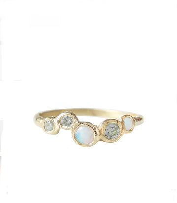 Effervescence Opal & Green Sapphire Ring