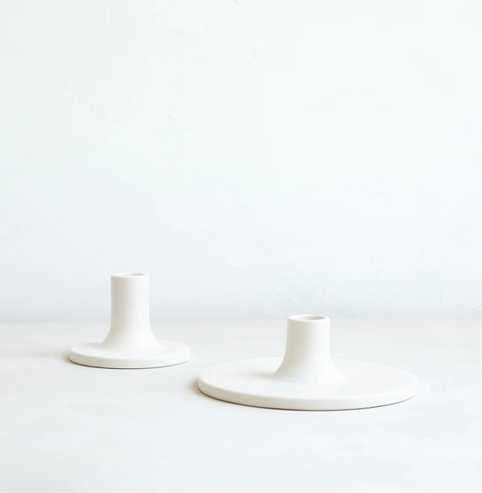 Ceramic Taper Holder in Matte White