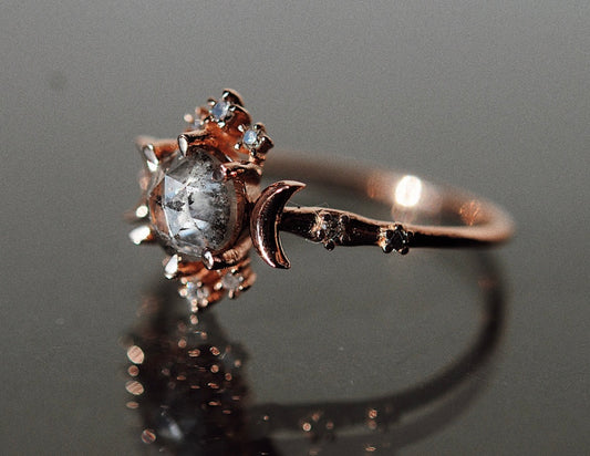Salt & Pepper Diamond Wandering Star Ring