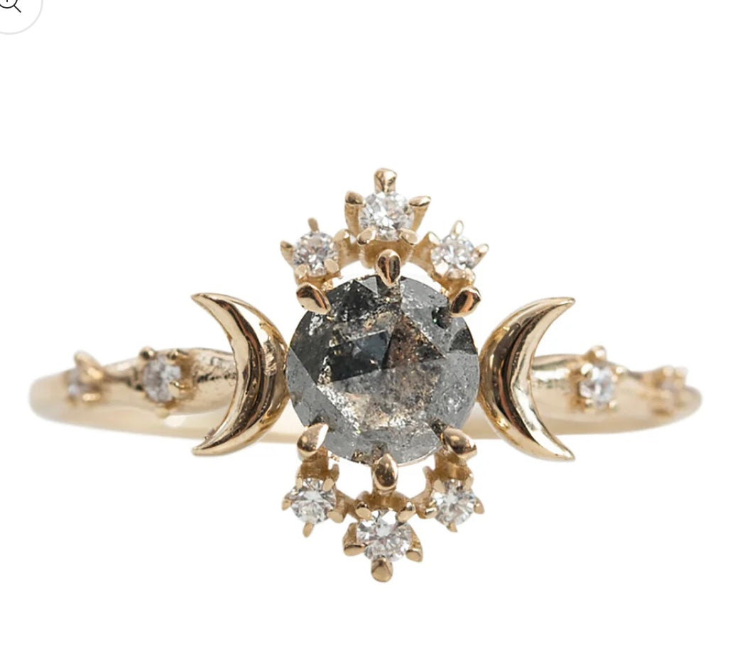 Salt & Pepper Diamond Wandering Star Ring