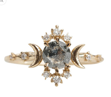 Salt & Pepper Diamond Wandering Star Ring