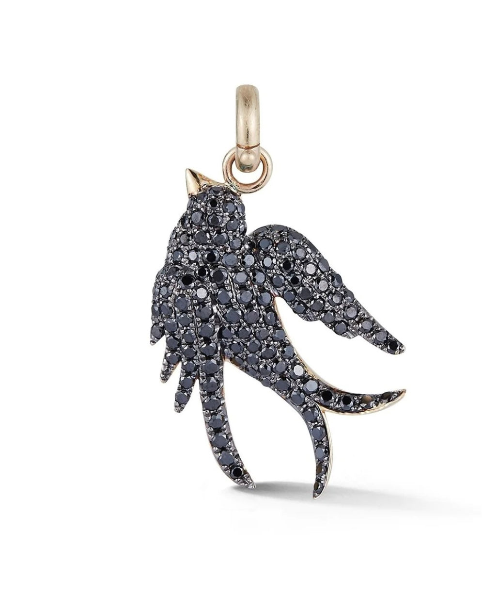 14K GOLD & BLACK DIAMOND BIRDIE CHARM