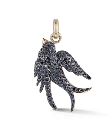 14K GOLD & BLACK DIAMOND BIRDIE CHARM