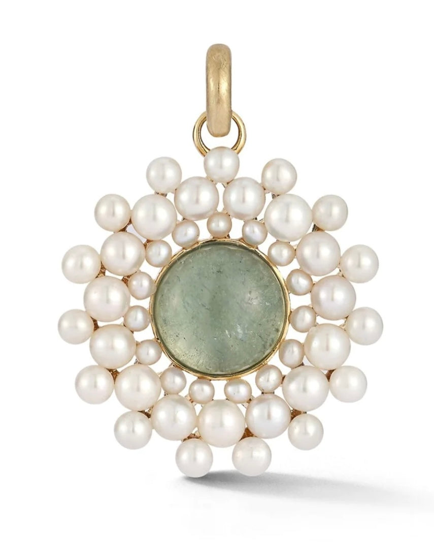 14K Gold, Aquamarin & Pearl Cluster Juliet Charm