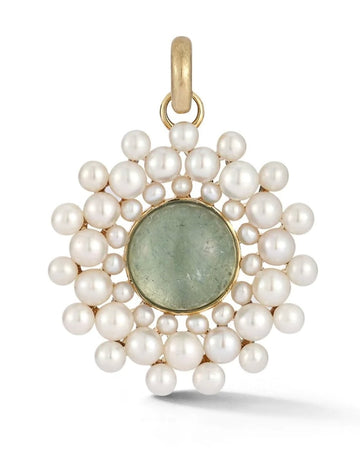 14K Gold, Aquamarin & Pearl Cluster Juliet Charm