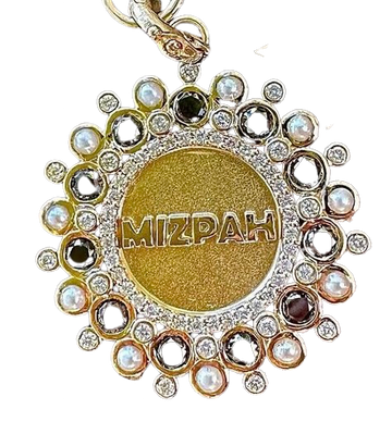14K Gold. Diamond & Pearl Mizpah Medallion