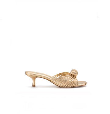 Valerie Mule in Gold Metallic Leather