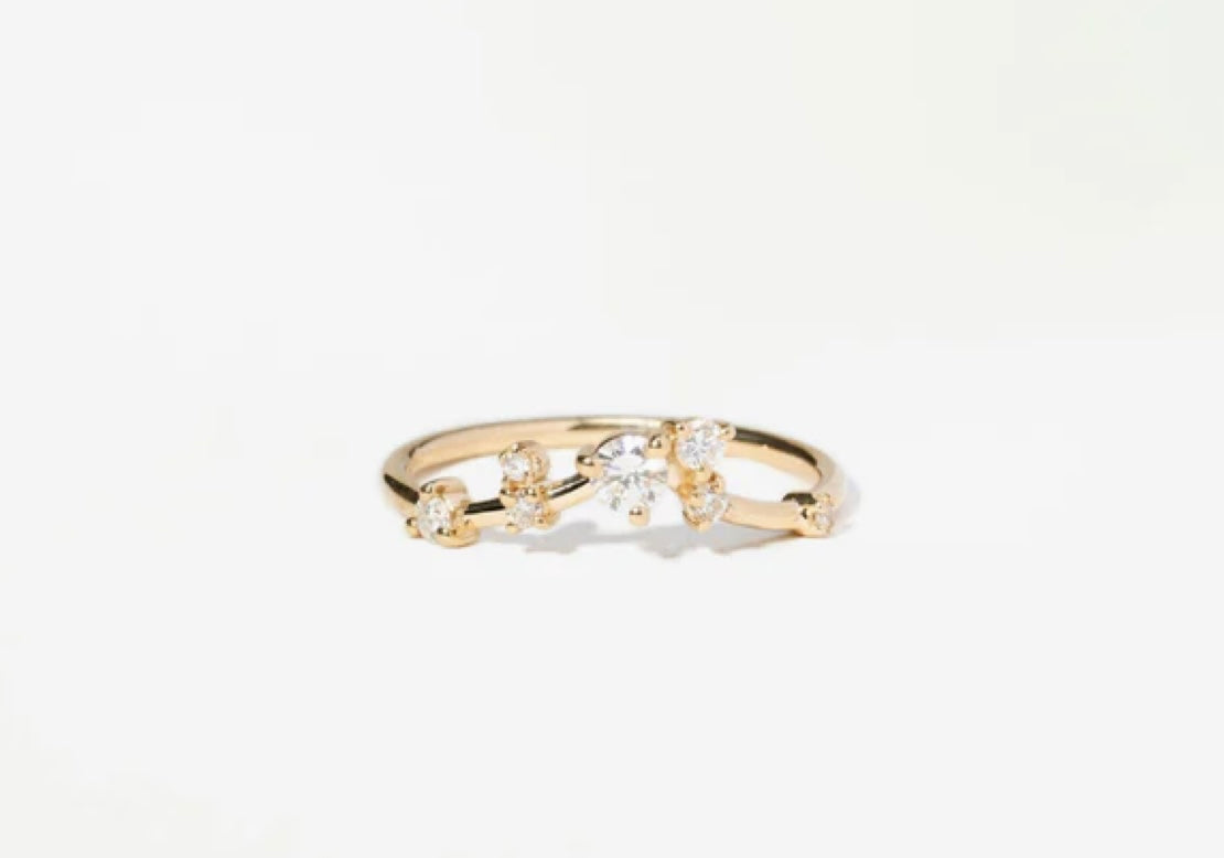 Organic Triangle Brilliant Cut Diamond Ring