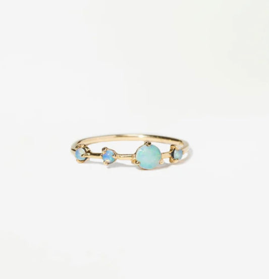 Large Four-Step Opal & Diamond Ring