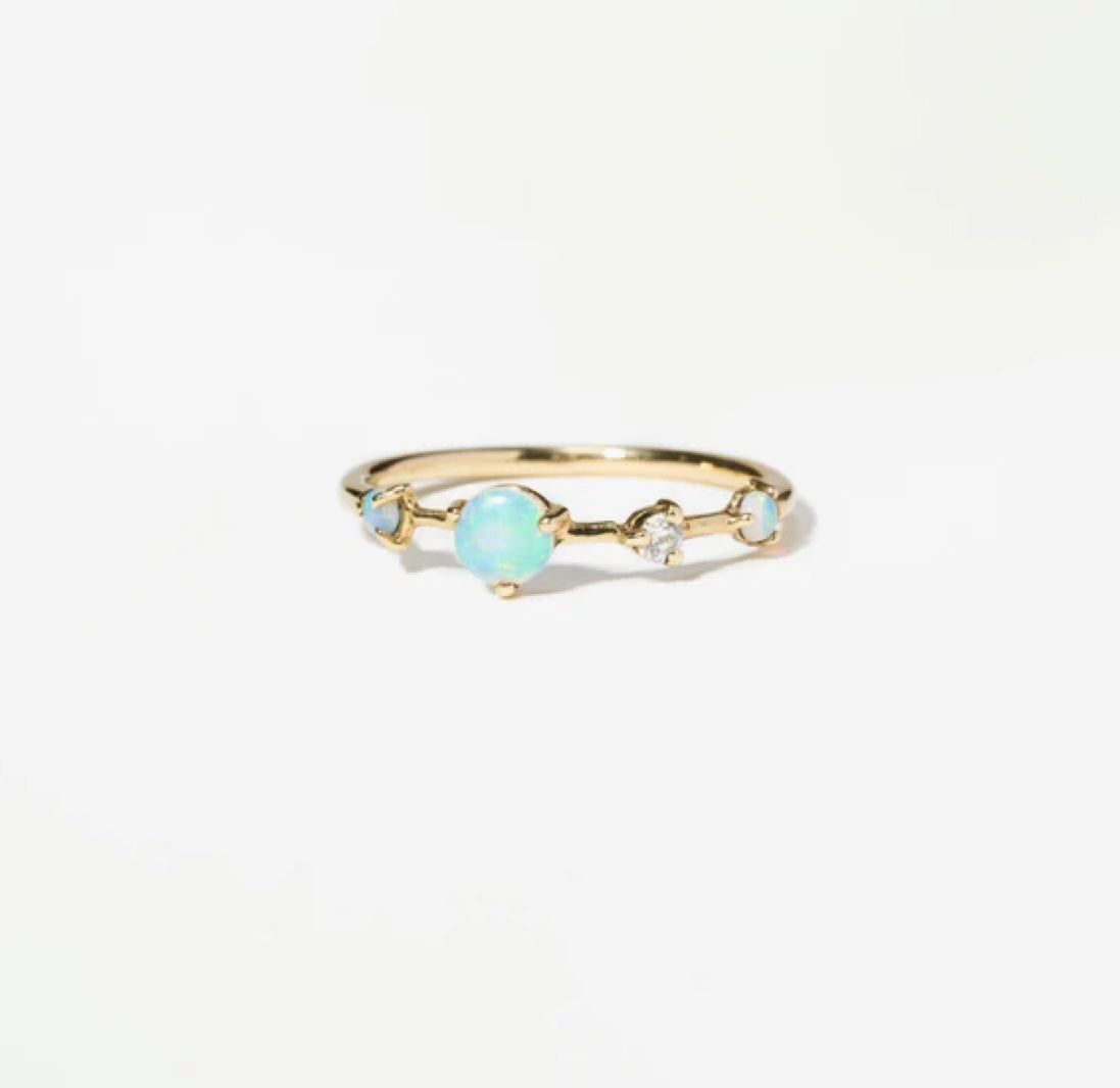 Large Four-Step Opal & Diamond Ring