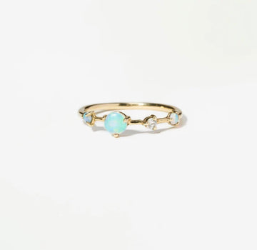 Large Four-Step Opal & Diamond Ring