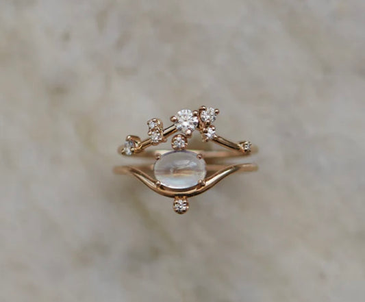 Organic Triangle Brilliant Cut Diamond Ring