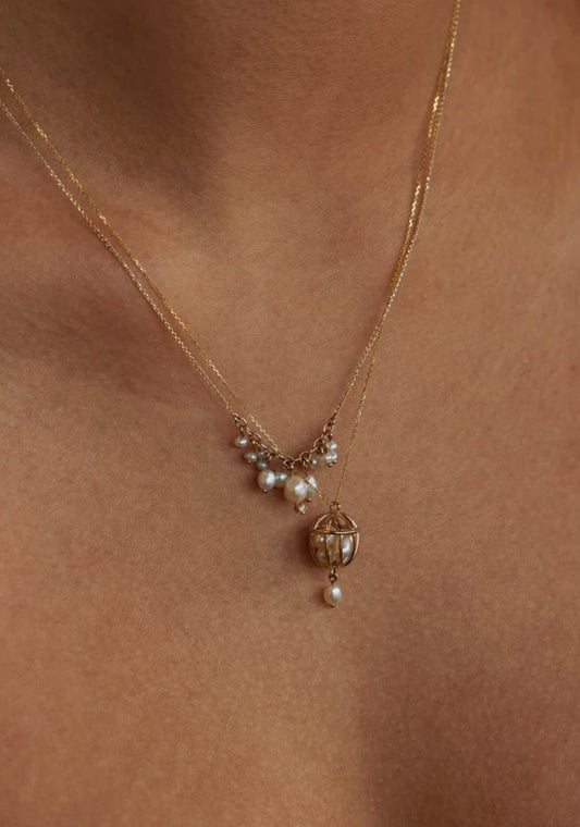 Shadow Diamond & Pearl Necklace