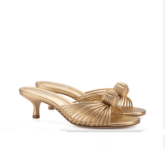 Valerie Mule in Gold Metallic Leather