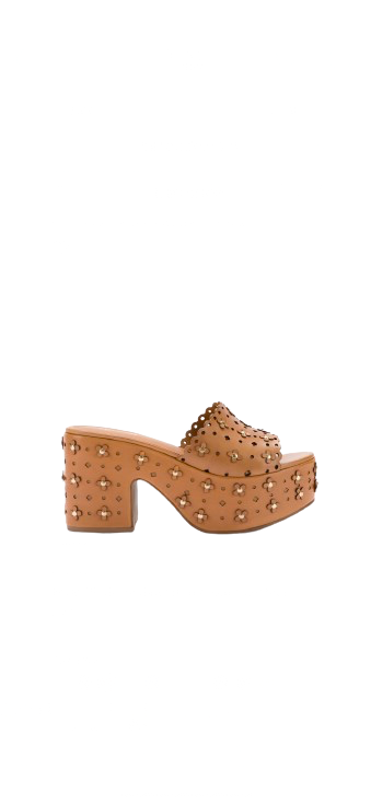 Miso Platform Sandal in Biscuit Leather