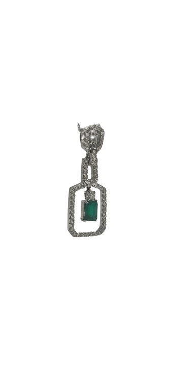 LARK LUXURY JULES Emerald & Diamond Pendant with Chain