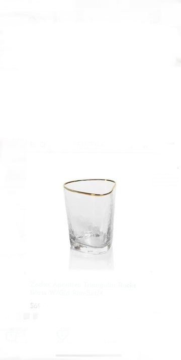 ZODAX Aperitivo Triangular Rocks Glass with Gold Rim Set/4