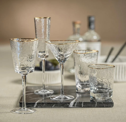 ZODAX Gold Rimmed Wine Glasses Set of 4
