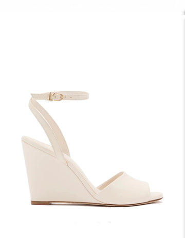 Yves Wedge in Ivory Leather